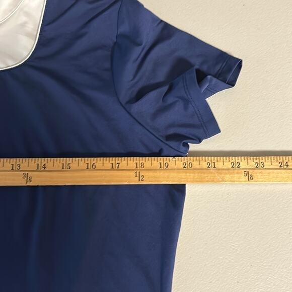 EP Pro NY Short Sleeve Color Block Polo | Womens Golf Top - White/Navy B… - Picture 15 of 16